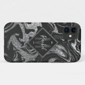 Coques Case-Mate iPhone Parties scintillant moderne en gris noir (Dos (Horizontal))