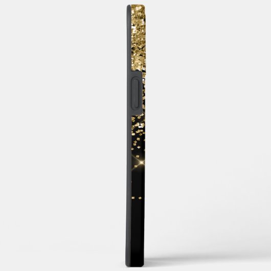 Coques Case-Mate iPhone Parties scintillant moderne noir et or monogramme  (Verso / Droite)