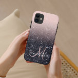 Case-Mate iPhone Case Parties scintillant moderne noire et rose Étincell<br><div class="desc">Parties scintillant moderne noire et rose Étincelles Nom</div>