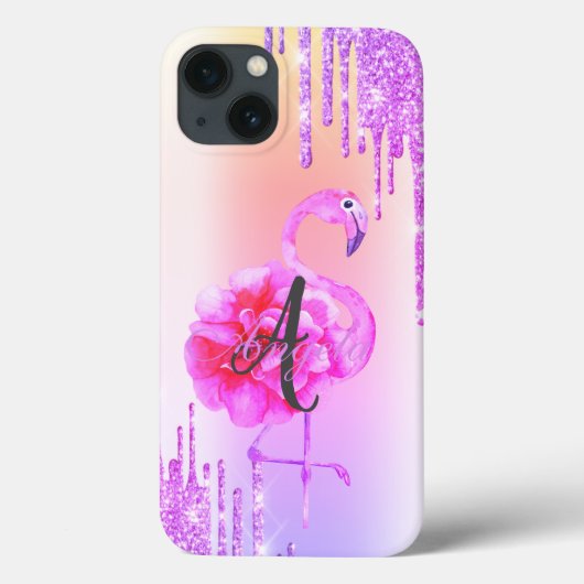 Coques Case-Mate iPhone Parties scintillant moderne, Ombre, Monogramme, Fl (Verso)