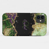 Coques Case-Mate iPhone Parties scintillant moderne verte et violette Agat (Dos (Horizontal))