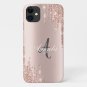 Coques Case-Mate iPhone Parties scintillant modernes Rose Gold, Monogramme (Dos)