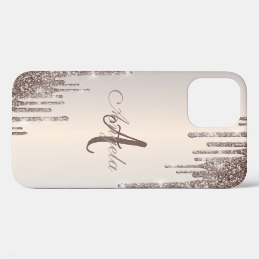 Coques Case-Mate iPhone Parties scintillant modernes Rose Gold, Monogramme (Verso (horizontal))