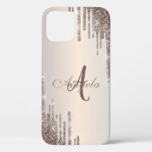 Coques Case-Mate iPhone Parties scintillant modernes Rose Gold, Monogramme (Verso)