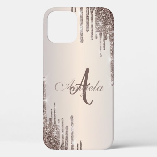 Coques Case-Mate iPhone Parties scintillant modernes Rose Gold, Monogramme (Verso)