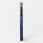 Coques Case-Mate iPhone Parties scintillant Monogram Navy Blue Silver Glam (Dos/Gauche)