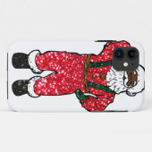 Coques Case-Mate iPhone parties scintillant noir santa claus (Dos (Horizontal))