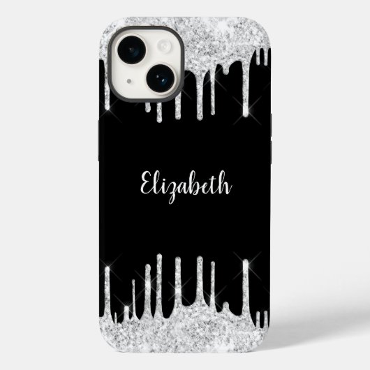 Coques Case-Mate iPhone Parties scintillant noire blanche à goutte Monogra (Verso)