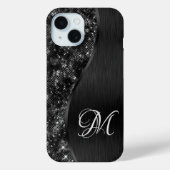 Coques Case-Mate iPhone Parties scintillant noire Bling Glam Personnalisé (Verso)