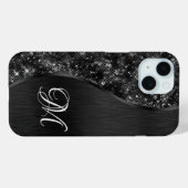 Coques Case-Mate iPhone Parties scintillant noire Bling Glam Personnalisé (Verso (horizontal))