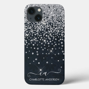 Case-Mate iPhone Case Parties scintillant noire et argent Nom du monogra