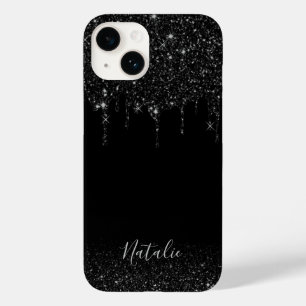 Coque Pour iPhone 14 Parties scintillant Noire moderne Lecteurs Éléga