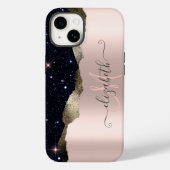 Coques Case-Mate iPhone Parties scintillant noire moderne Rose or Monogram (Verso)