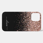 Coques Case-Mate iPhone Parties scintillant Noire Rose Rose Noire Blush No (Verso (horizontal))
