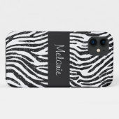 Coques Case-Mate iPhone Parties scintillant noire Zebra Monogram iPhone (Dos (Horizontal))
