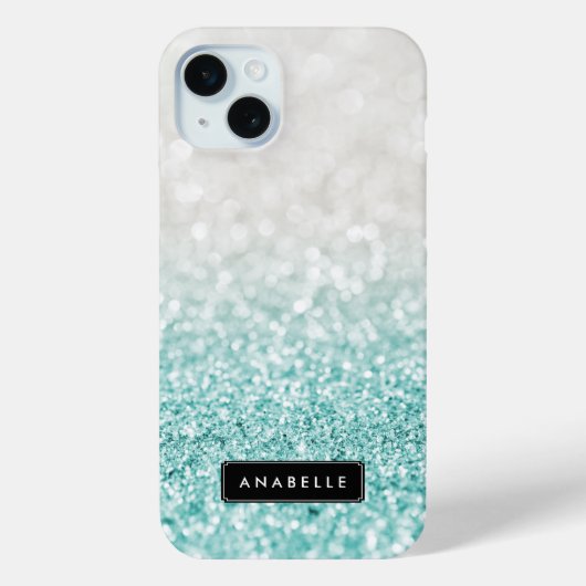 Coques Case-Mate iPhone Parties scintillant Ombre bleu clair et Motif Boke (Verso)