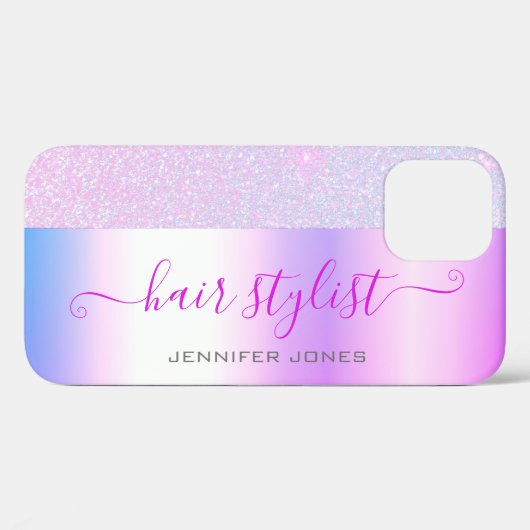 Coques Case-Mate iPhone Parties scintillant Ombre violet rose holographiqu (Verso (horizontal))