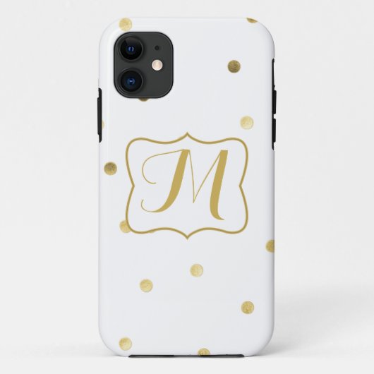 Coques Case-Mate iPhone Parties scintillant or Confetti Dot Monogramme IPH (Dos)