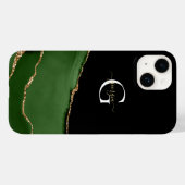 Coques Case-Mate iPhone Parties scintillant or et Agate vert Nom du monogr (Verso (horizontal))