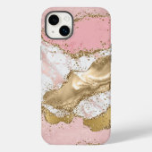 Coques Case-Mate iPhone Parties scintillant or Marbre blanc rose (Verso)