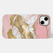 Coques Case-Mate iPhone Parties scintillant or Marbre blanc rose (Verso (horizontal))