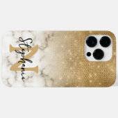 Coques Case-Mate iPhone Parties scintillant or Marbre Ombre Monogramme (Verso (horizontal))