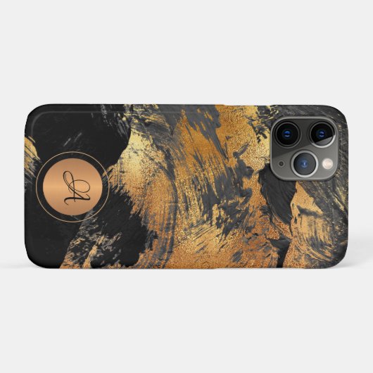 Coques Case-Mate iPhone Parties scintillant or noir élégant abstrait monog (Dos (Horizontal))