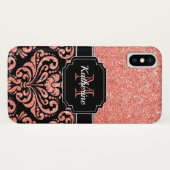 Coques Case-Mate iPhone Parties scintillant or rose Damask (Dos (Horizontal))