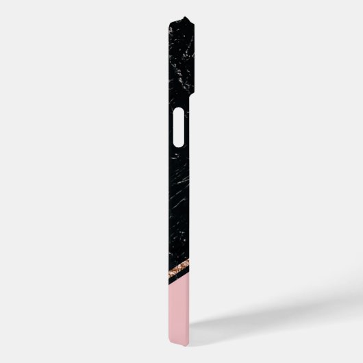 Coques Case-Mate iPhone Parties scintillant or Rose en marbre noir (Verso / Droite)