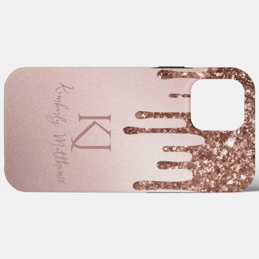 Coques Case-Mate iPhone Parties scintillant or Rose glamour Initiales Mono (Verso (horizontal))