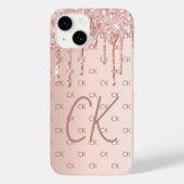 Coques Case-Mate iPhone parties scintillant or rose gouttes monogramme ini (Verso)