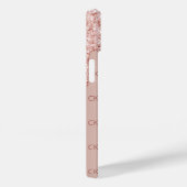 Coques Case-Mate iPhone parties scintillant or rose gouttes monogramme ini (Verso / Droite)