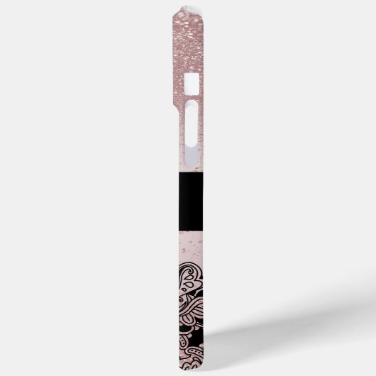 Coques Case-Mate iPhone Parties scintillant or Rose Monogramme (Verso / Gauche)
