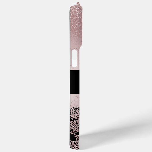 Coques Case-Mate iPhone Parties scintillant or Rose Monogramme (Verso / Droite)