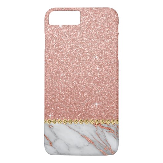 Coques Case-Mate iPhone Parties scintillant or rose rose et marbre étincel (Dos)