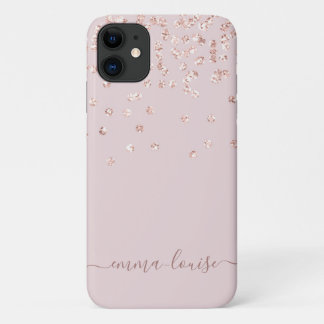 Case-Mate iPhone Case Parties scintillant or rose rose pâle Nom du monog