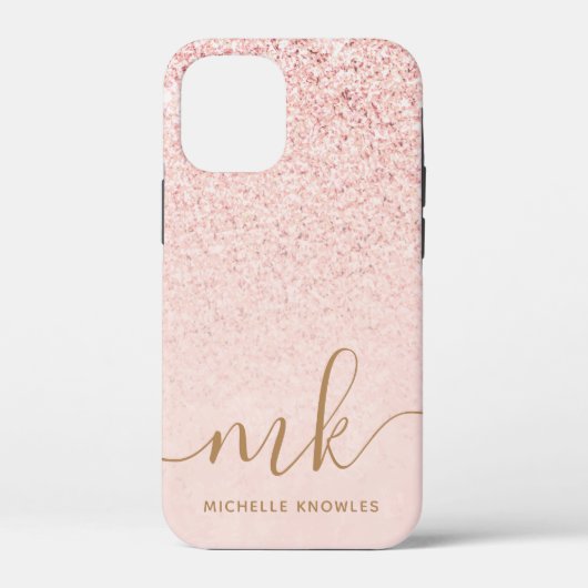 Coques Case-Mate iPhone Parties scintillant or Rose tendance Initiales fan (Verso)