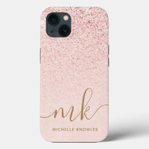 Case-Mate iPhone Case Parties scintillant or Rose tendance Initiales fan