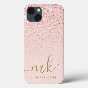 Case-Mate iPhone Case Parties scintillant or Rose tendance Initiales fan