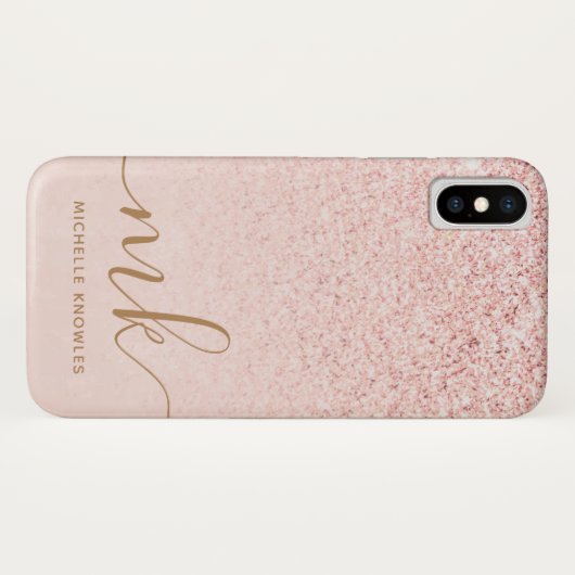 Coques Case-Mate iPhone Parties scintillant or Rose tendance Initiales fan (Dos (Horizontal))