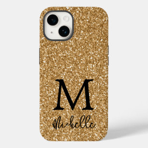Coque Pour iPhone 14 Parties scintillant or tendance Monogramme Nom ini