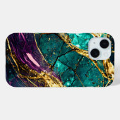 Coques Case-Mate iPhone Parties scintillant or Turquoise et violet verre A (Verso (horizontal))