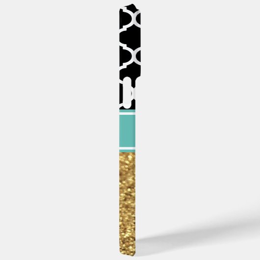 Coques Case-Mate iPhone Parties scintillant or Turquoise noir blanc Trelli (Verso / Droite)