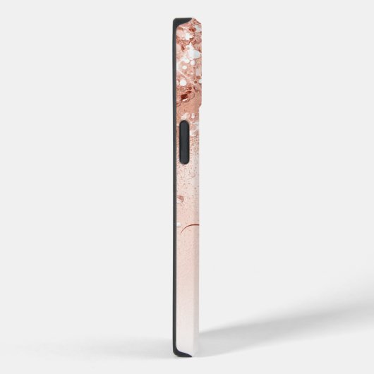 Coques Case-Mate iPhone Parties scintillant Peach Rose or Monogramme (Verso / Droite)