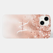 Coques Case-Mate iPhone Parties scintillant Peach Rose or Monogramme (Verso (horizontal))