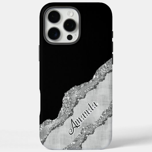 Coques Case-Mate iPhone Parties scintillant personnalisée en noir et gris (Verso)
