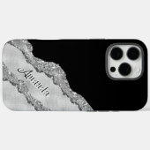 Coques Case-Mate iPhone Parties scintillant personnalisée en noir et gris (Verso (horizontal))
