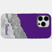Coques Case-Mate iPhone Parties scintillant Personnalisée Violet Et Gris (Verso (horizontal))