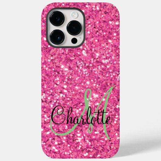 Coques Case-Mate iPhone Parties scintillant pétillante rose monogrammée (Verso)