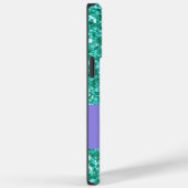 Coques Case-Mate iPhone parties scintillant pétillante turquoise monogramm (Verso / Droite)